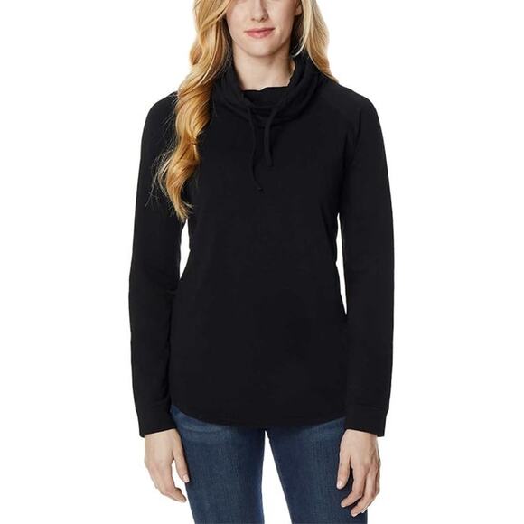 32 Degrees Heat Womens Lightweight Sweatshirt Small Black Funnel Neck NWT - Picture 1 of 8